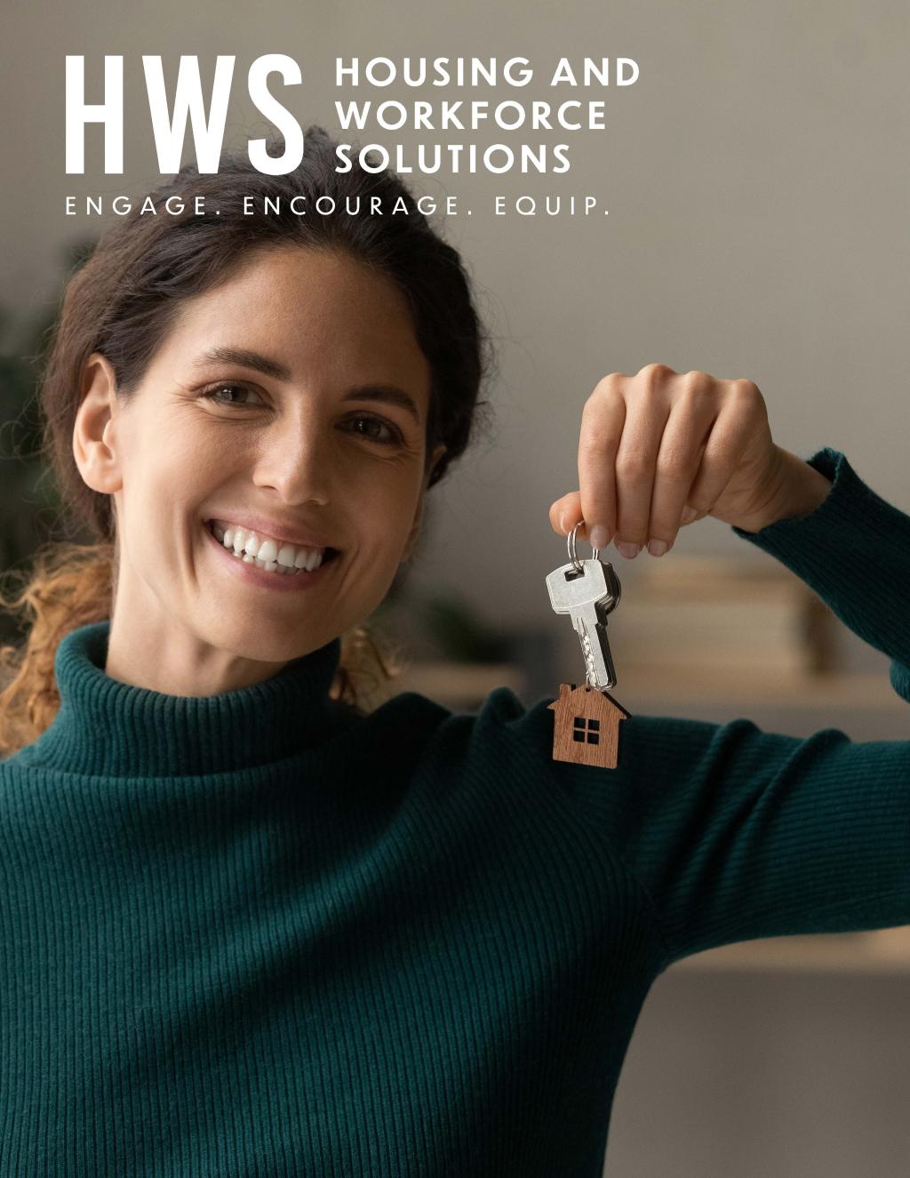 Woman holding key with HWS Logo